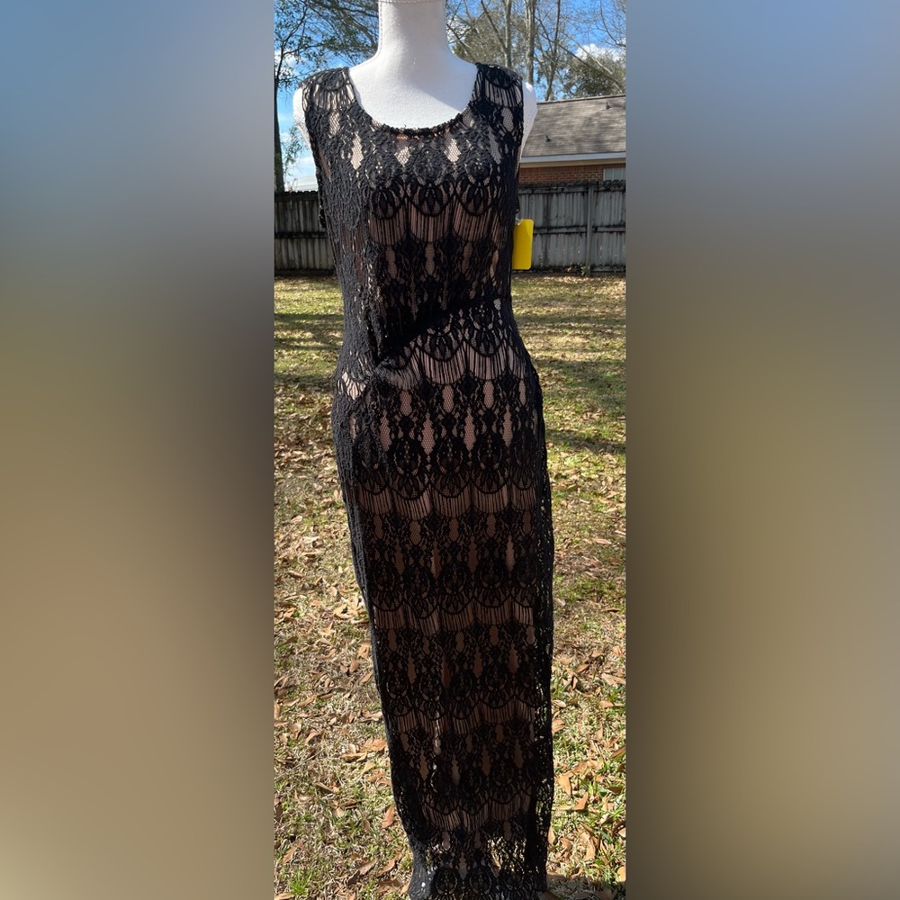 Rachael & Chloe Black Lace Asymmetrical Dress